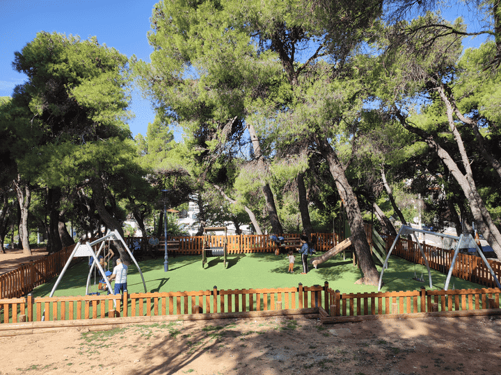 A modern playground providing safe spaces for recreation and exercise.